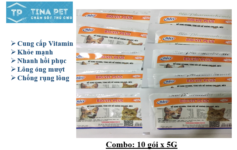 [HCM]Combo 10 gói Bio-VitPlus x 5G. Bổ sung Vitamin tổng hợp cho chó- mèo- gà