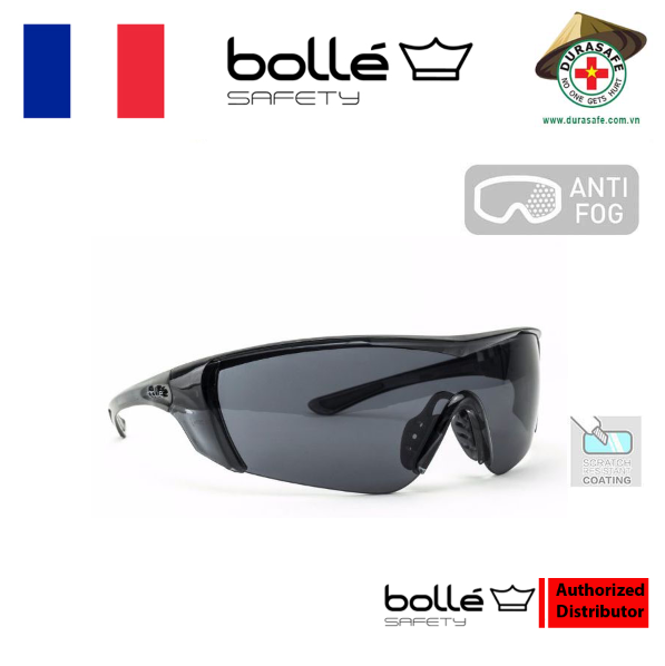 Kính BOLLE 1654002A Thunder Safety Spectacle Smoke Lens Anti-Fog, Scratch-Resistant Safety Glasses (chống đọng sương, chống trầy xước kèm hộp chống sốc)