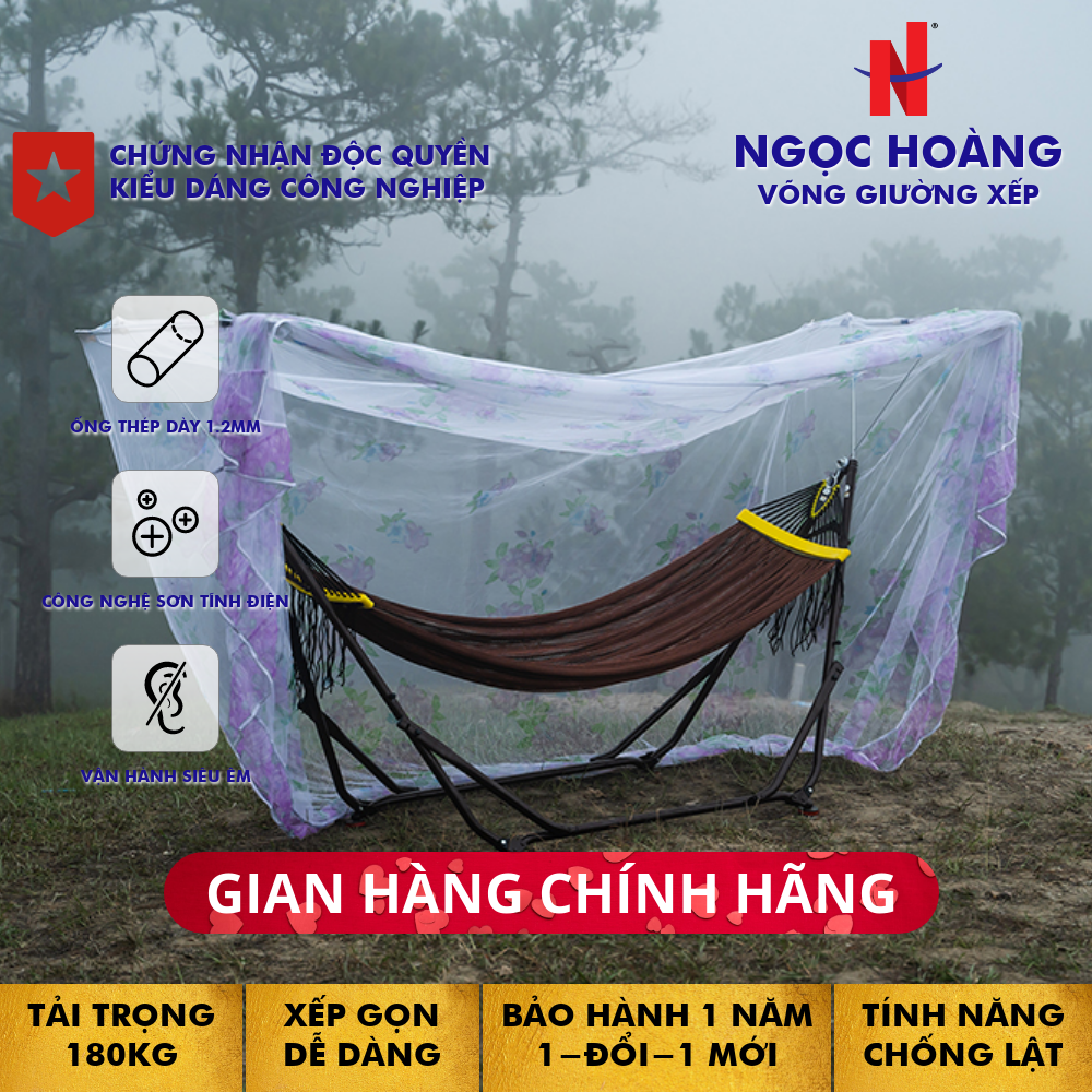 Ngọc Hoàng - Nguyên bộ khung võng xếp đa năng kèm lưới võng và mùng chống muỗi