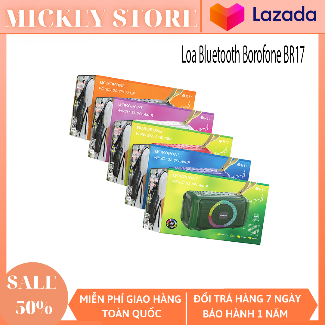 Borofone br17 loa bluetooth thể thao ngầu loa nhỏ ngoài trời mini cầm tay nhẹ tạo không dây cao cấp