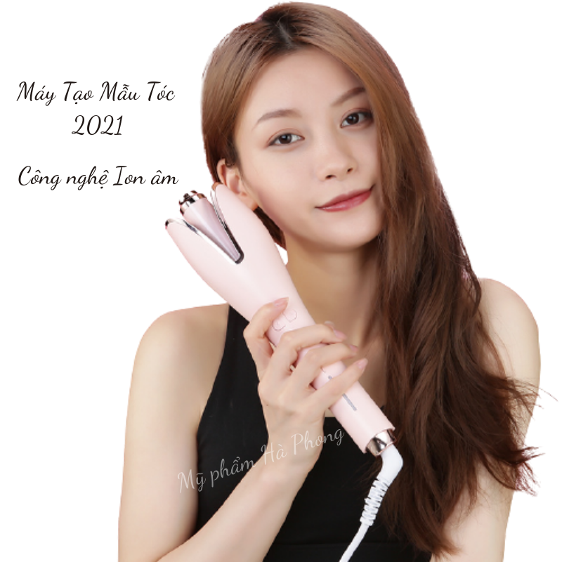 Máy uốn tóc tự động xoay 360 độ  XN-389- Máy làm uốn xoăn tự động 2 màu hồng xanh Công nghệ Ion âm tạo độ ẩm cho tóc