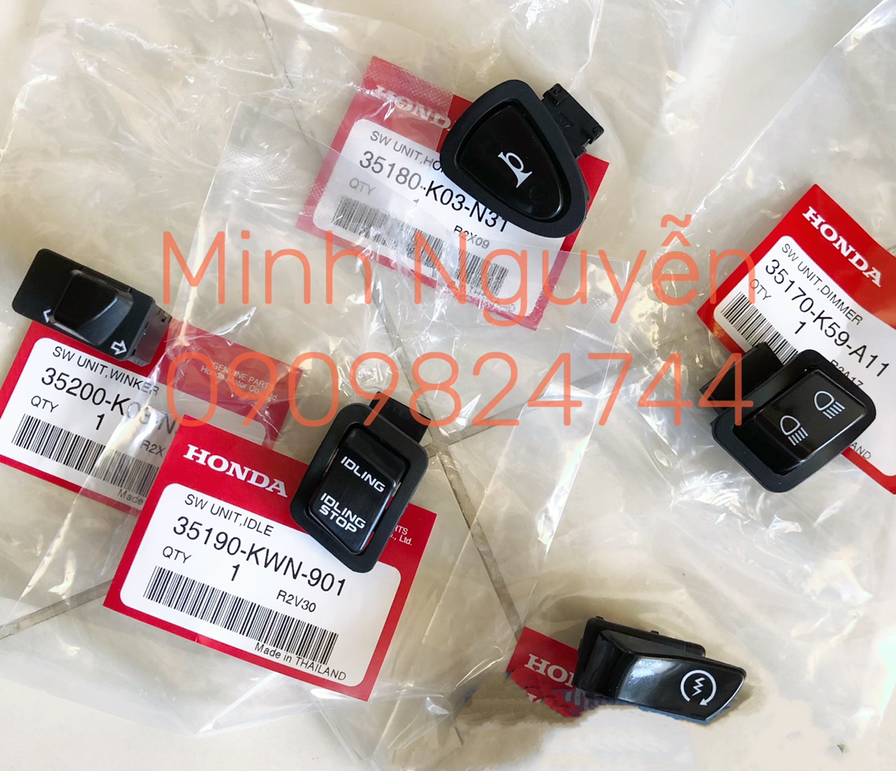 Bộ 5 nút công tắc vario, click, ab, vision chính hãng honda