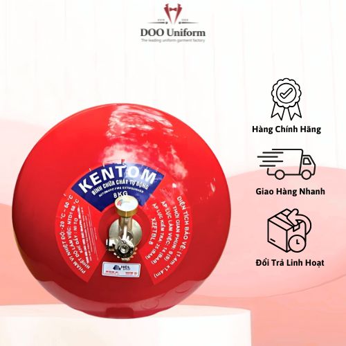 Bình cầu chữa cháy tự động bột khô ABC 8kg Kentom có kiểm định, dùng trong nhà xưởng, kho hàng,…
