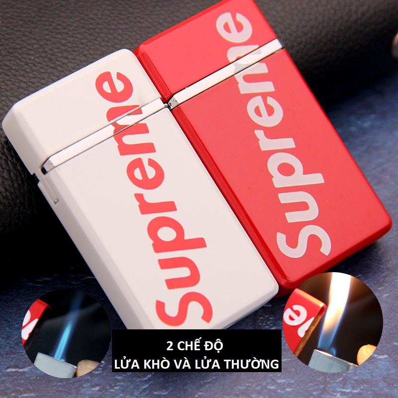 Bật Lửa Gas Supreme 2 Chế Độ Lửa Thường Và Lửa Khò ( Màu Trắng, Đỏ )