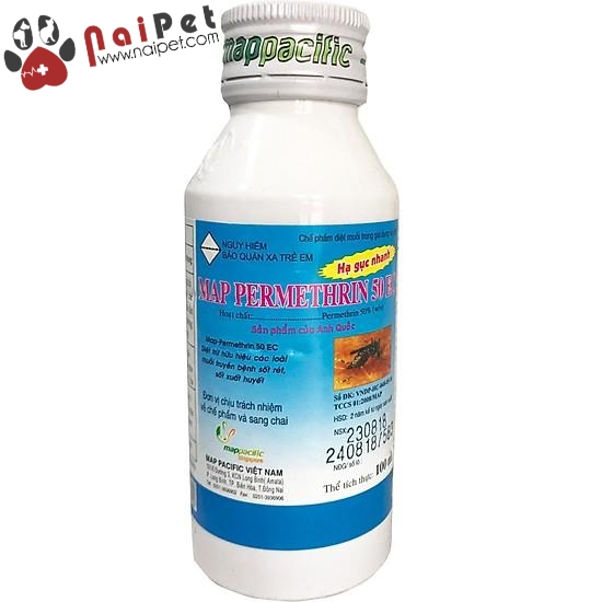 Chế phẩm diệt trừ ruồi muỗi trong gia dụng và y tế map permethrin 50 ec lọ 100ml