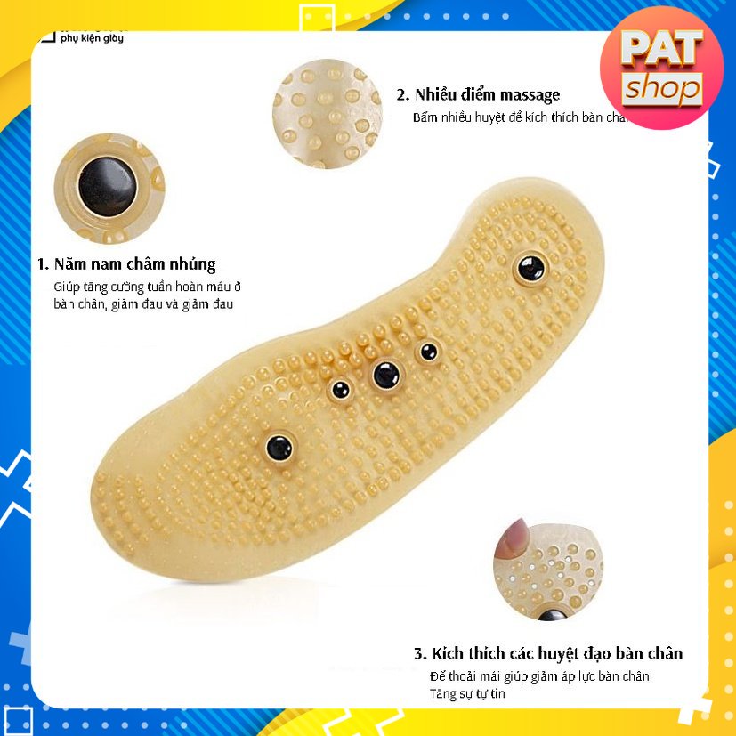 Lót giầy massage, nam châm bấm huyệt và khử mùi hôi chân #117