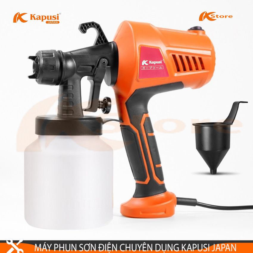 Máy phun sơn điện cầm tay kapusi japan 500w, tốc độ phun 650ml/phút, đường kính vòi phun 2.5mm, máy phun sơn tiêu chuẩn nhật bản
