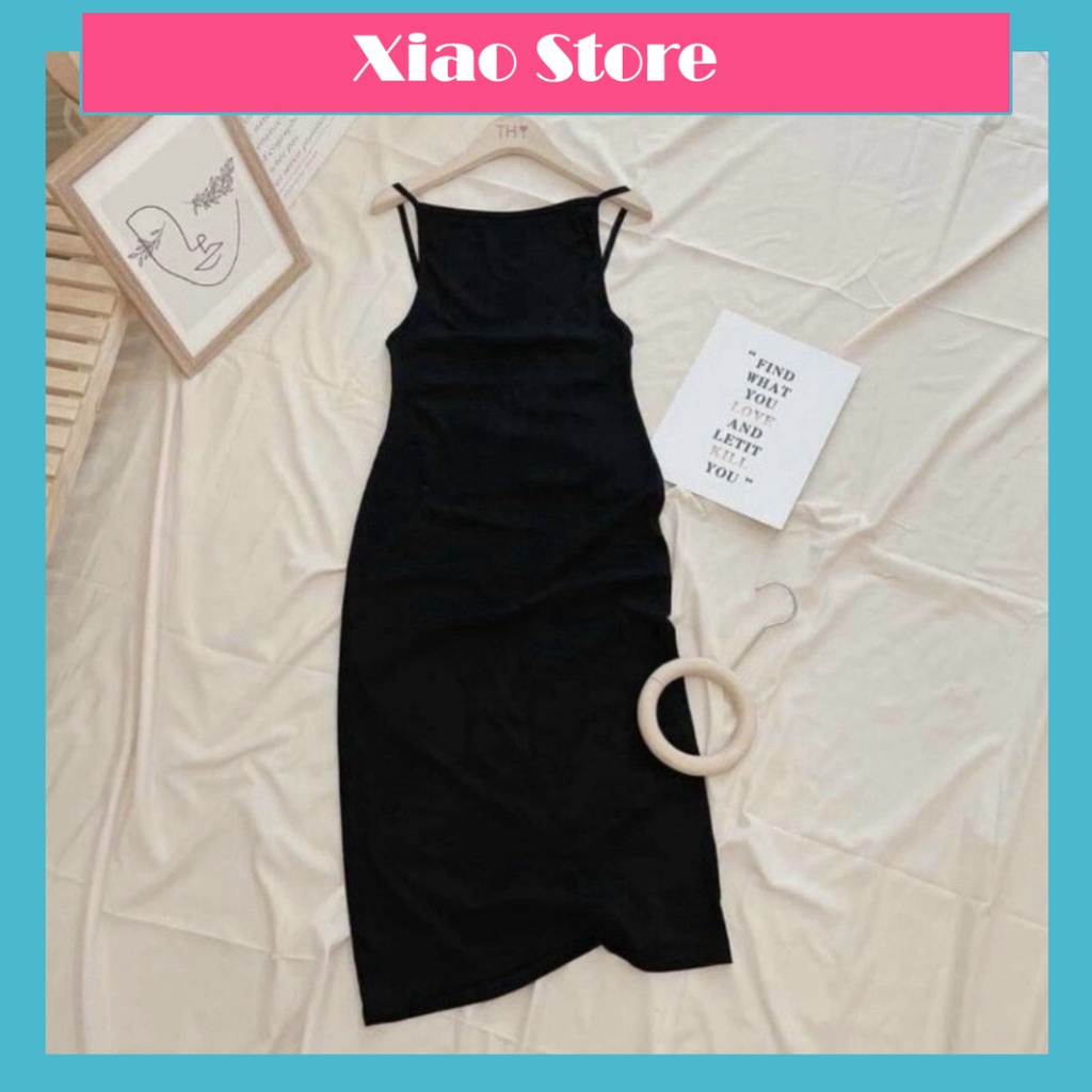 Đầm body 2 dây, váy nữ body hở lưng màu đen cá tính babydoll chất đẹp mầu trắng, đen xiao shop
