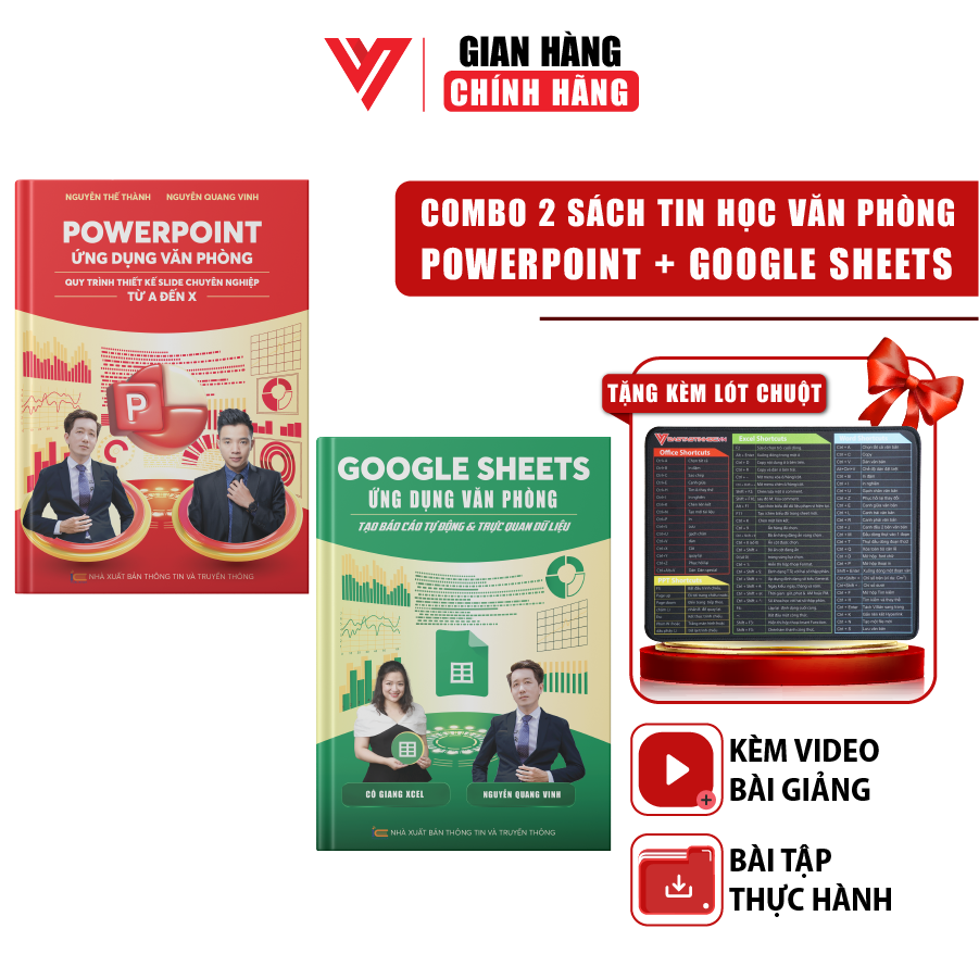 Combo 2 Cuốn Sách Google Sheet và Power Point ĐÀO TẠO TIN HỌC Tặng Kèm Video Khóa Học Chuyên Ứng Dụng Văn Phòng