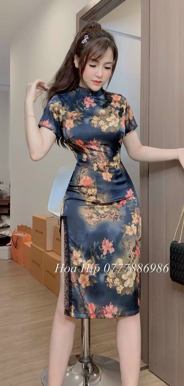 Đầm hoa nút mây xinh xinh