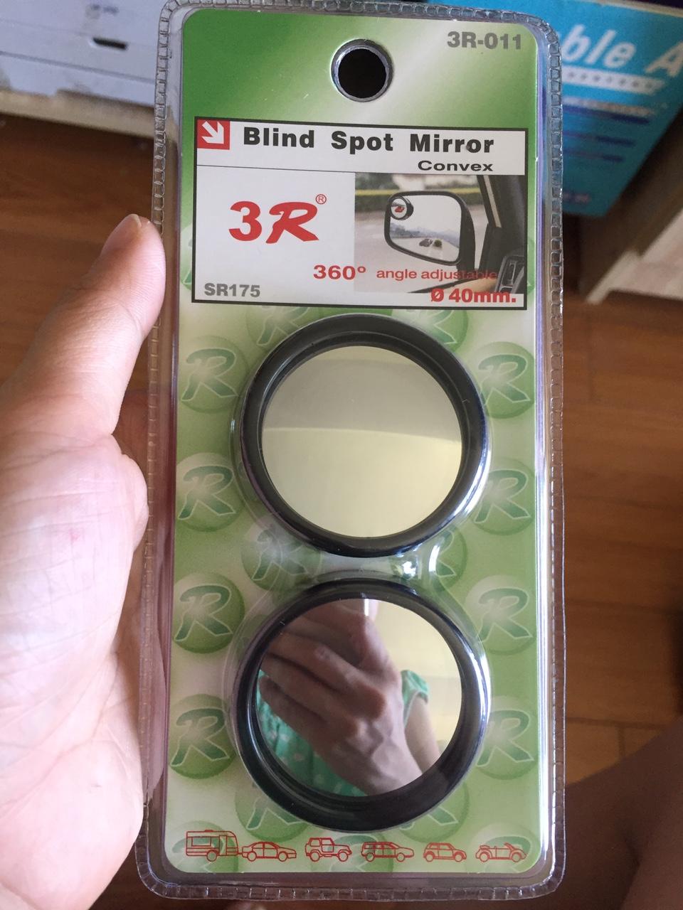 Bộ 2 gương cầu lồi 3R-011 xoay 360 độ gắn gương chiếu hậu ô tô xe máy VIỀN ĐEN