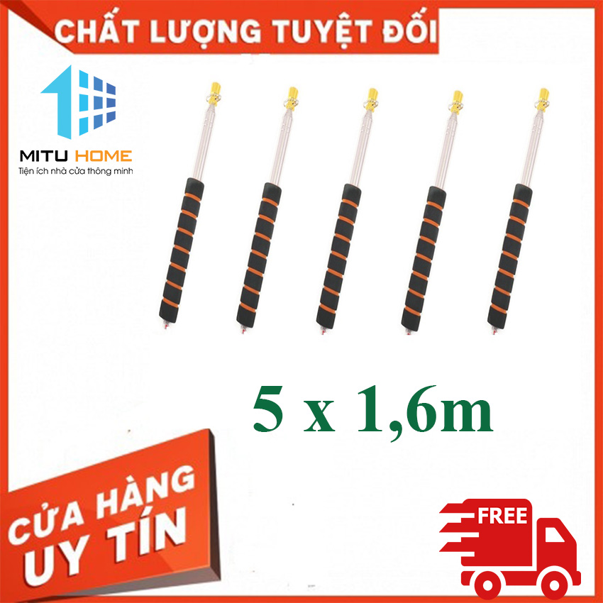 Combo 5 cái cán cờ 1.6m đầu mạ đồng MITUHOME, tay xốp,cán inox cho hướng dẫn viên dẫn đoàn