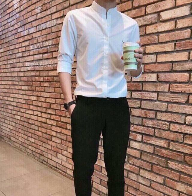 Áo sơmi nam trắng cổ trụ dài tay trắng nổi tiếng vuajeans