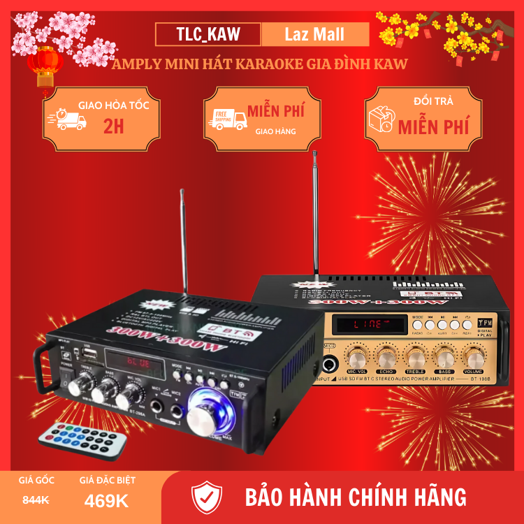 Âm Ly Karaok - Âm Li Chạy Điện  Mua Ngay Ampli Bluetooth TLC BT 298A Chip Âm Thanh Cj22 Tạo Âm Bass Chắc Chắn , Âm Treble Sâu ,  Bluetooth Kết Nối 4.0 Cho Công Xuất Cực Lớn Thích Hợp Sử Dụng Cho Dàn Karaoke Gia Đình.