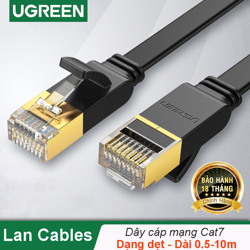 Cáp mạng 2 đầu đúc Cat7 UTP Patch Cords dạng dẹt dài từ 0.5-10M UGREEN NW106 Cáp mạng 2 đầu đúc Cat7 UTP Patch Cords dạng dẹt dài từ 0.5-10M UGREEN NW106