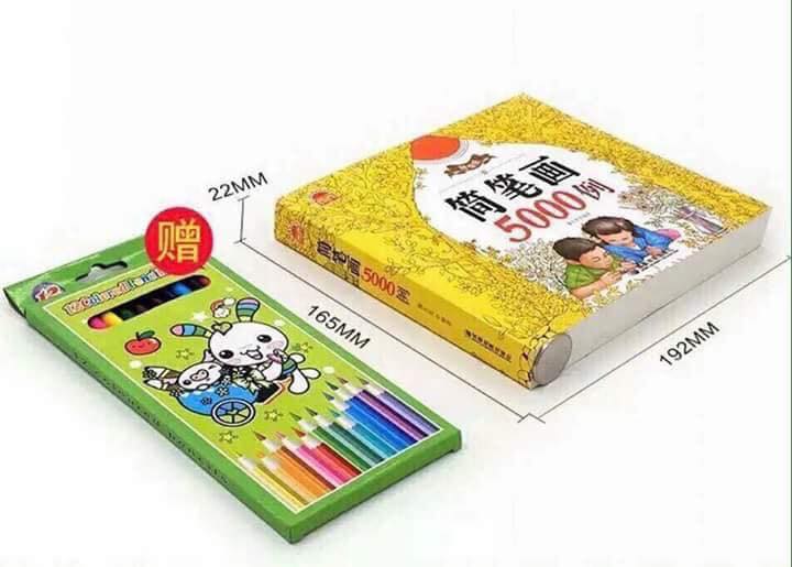 Sách tô màu 5000 hình ảnh - Tặng kèm Set 12 bút chì màu