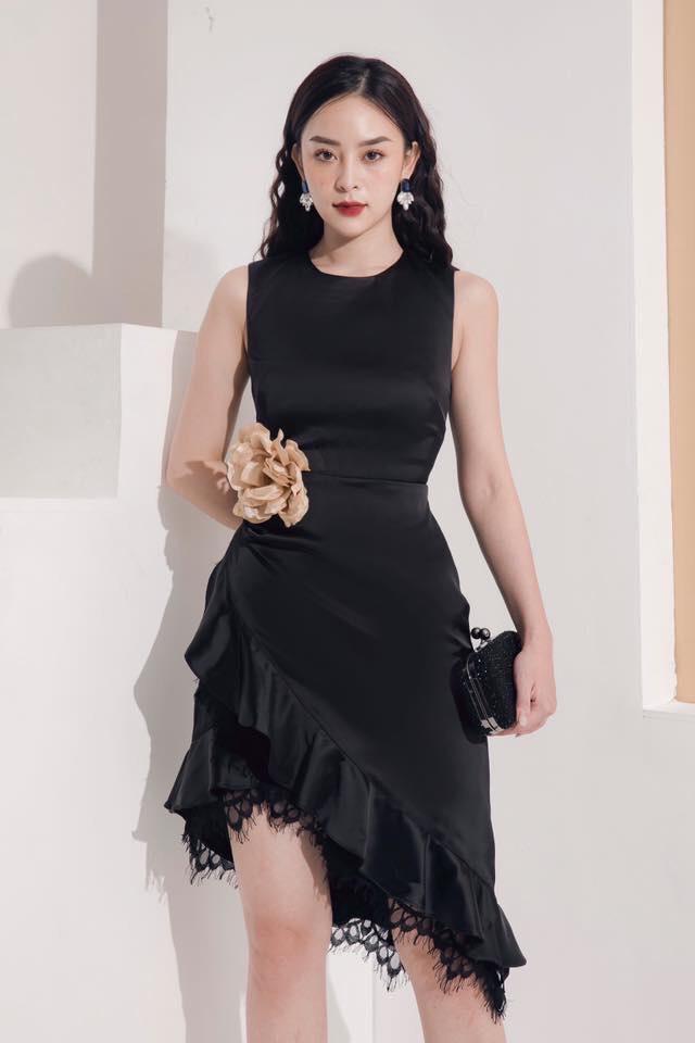 Đầm hoa voan chân ren