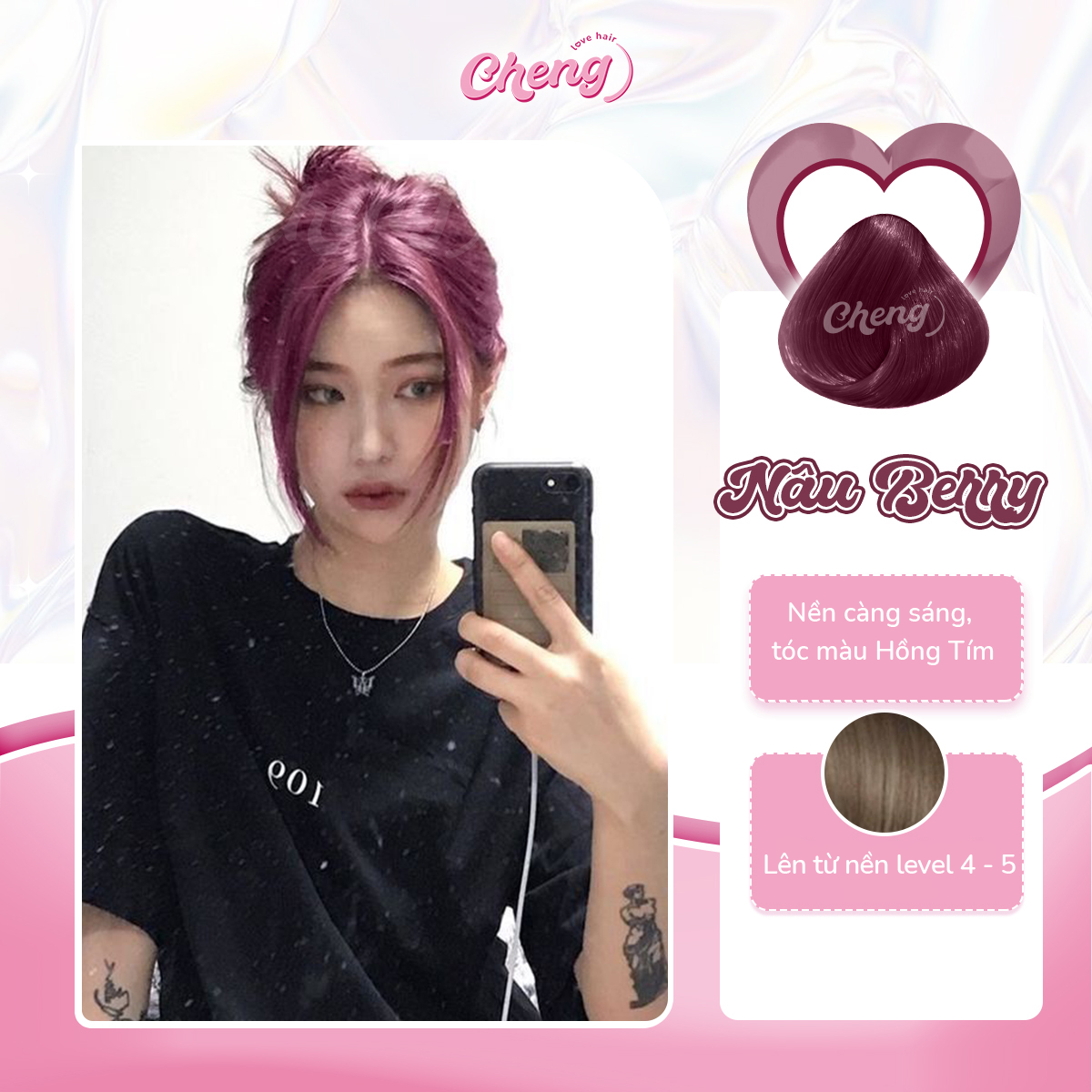Thuốc nhuộm tóc màu NÂU BERRY không cần thuốc tẩy tóc Chenglovehairs, Chenglovehair