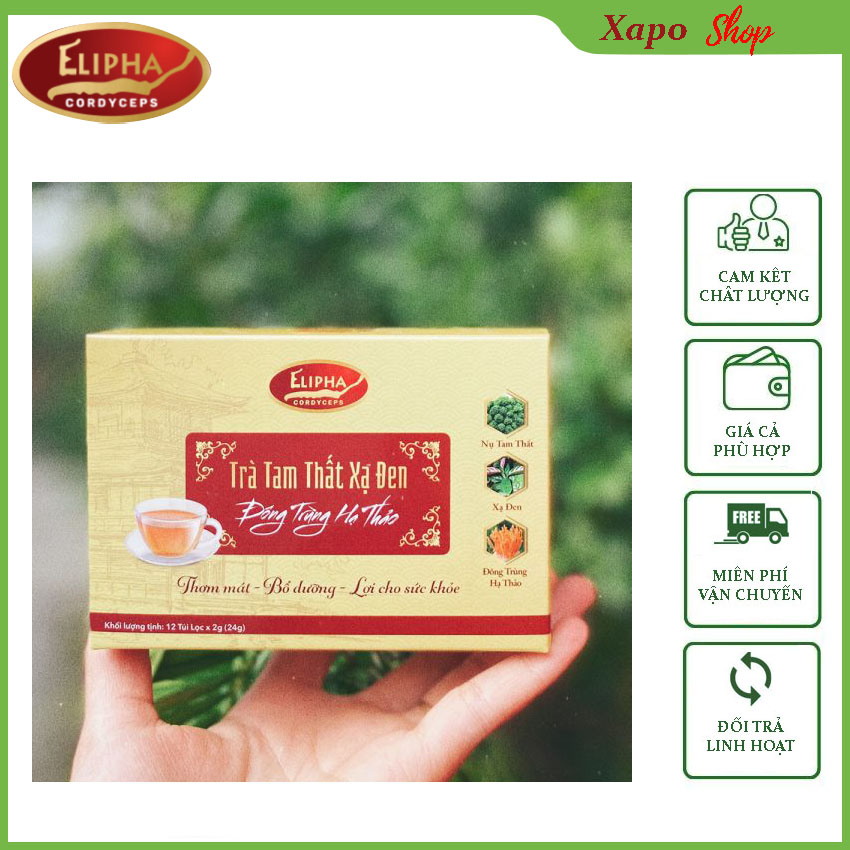 Trà tam thất xạ đen đông trùng hạ thảo elipha 36g – xapo