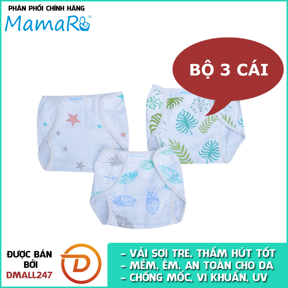 Bộ 3 cái tả quần vải sợi tre cho bé mềm mại Mamaru MA-TQ01 - Diệt khuẩn, hút ẩm tốt, kháng tia UV- Dmall247, mẹ và bé
