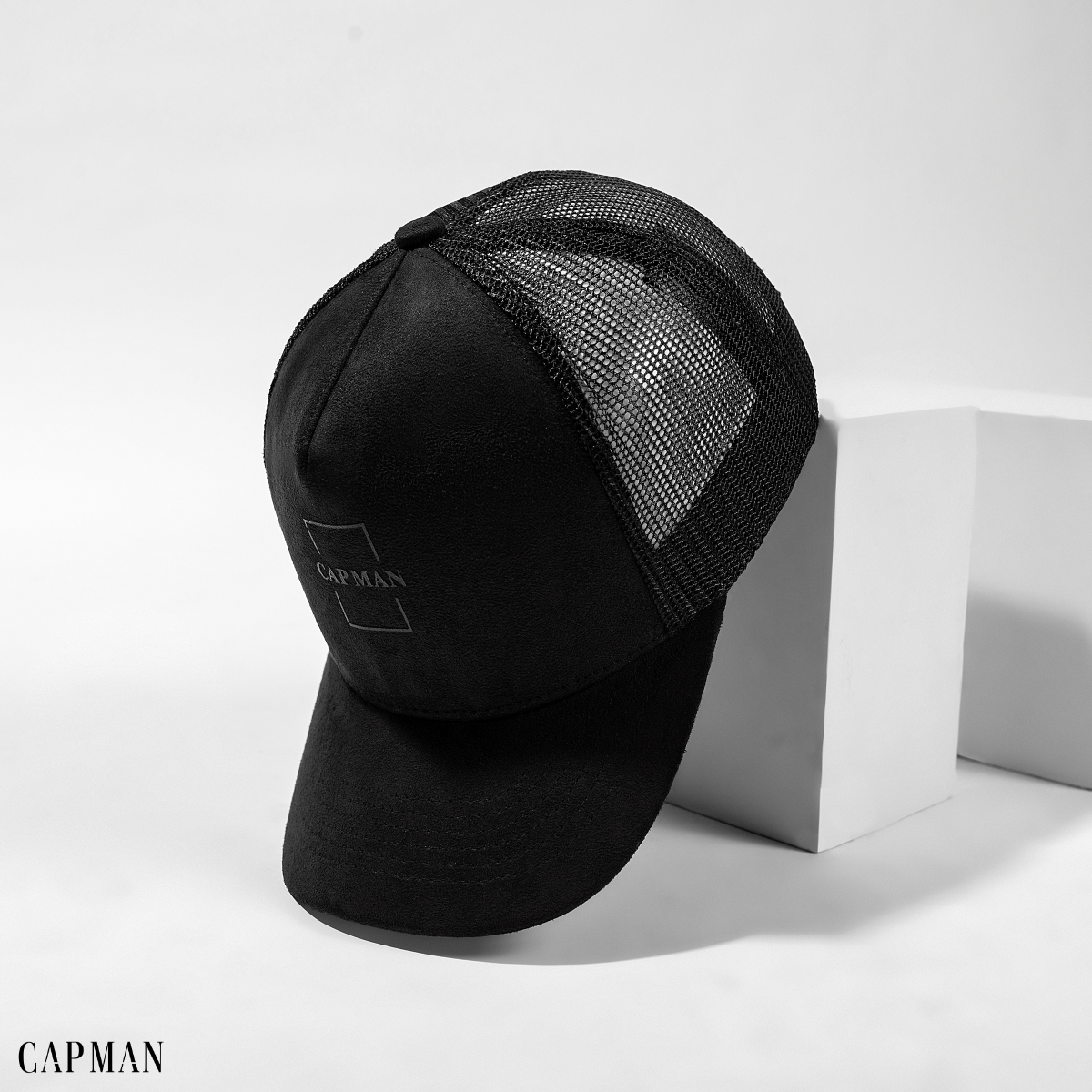 Mũ lưỡi trai màu đen vải da lộn phối lưới thoáng mát Capman Club CM30
