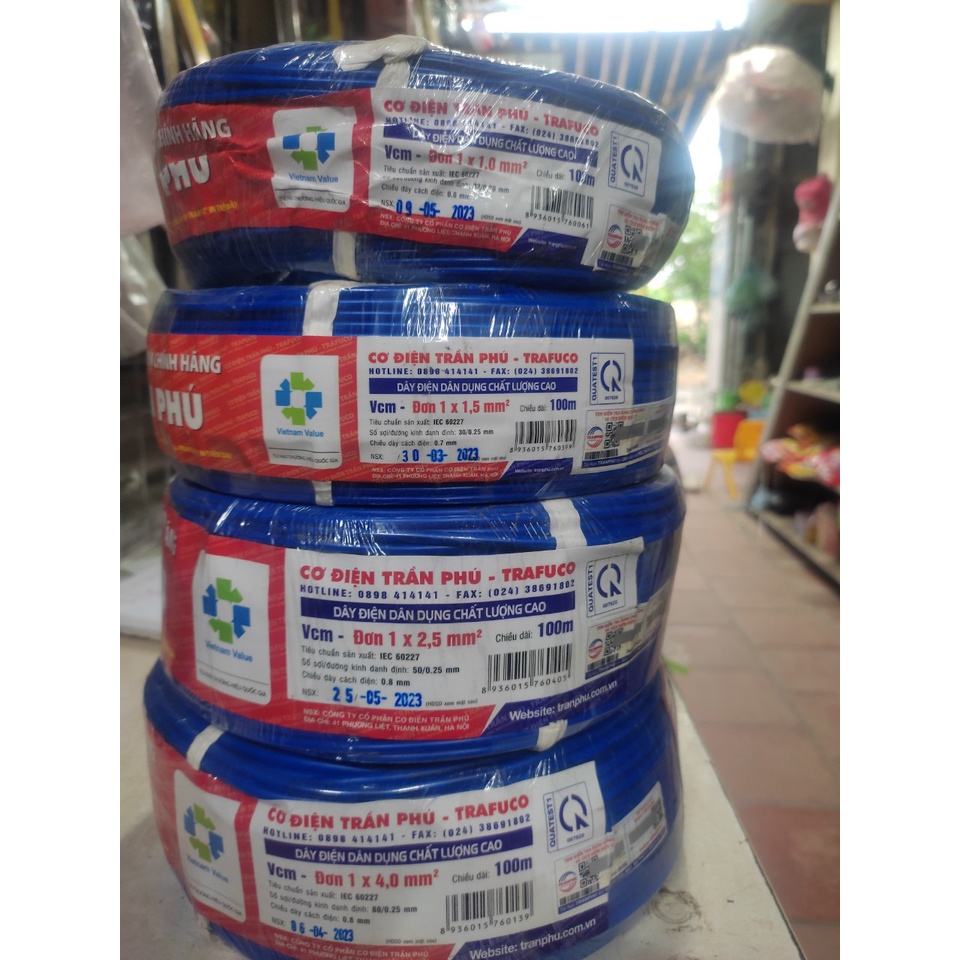 Dây điện đơn mềm 1x4.0 Trần Phú (Cuộn 100M)