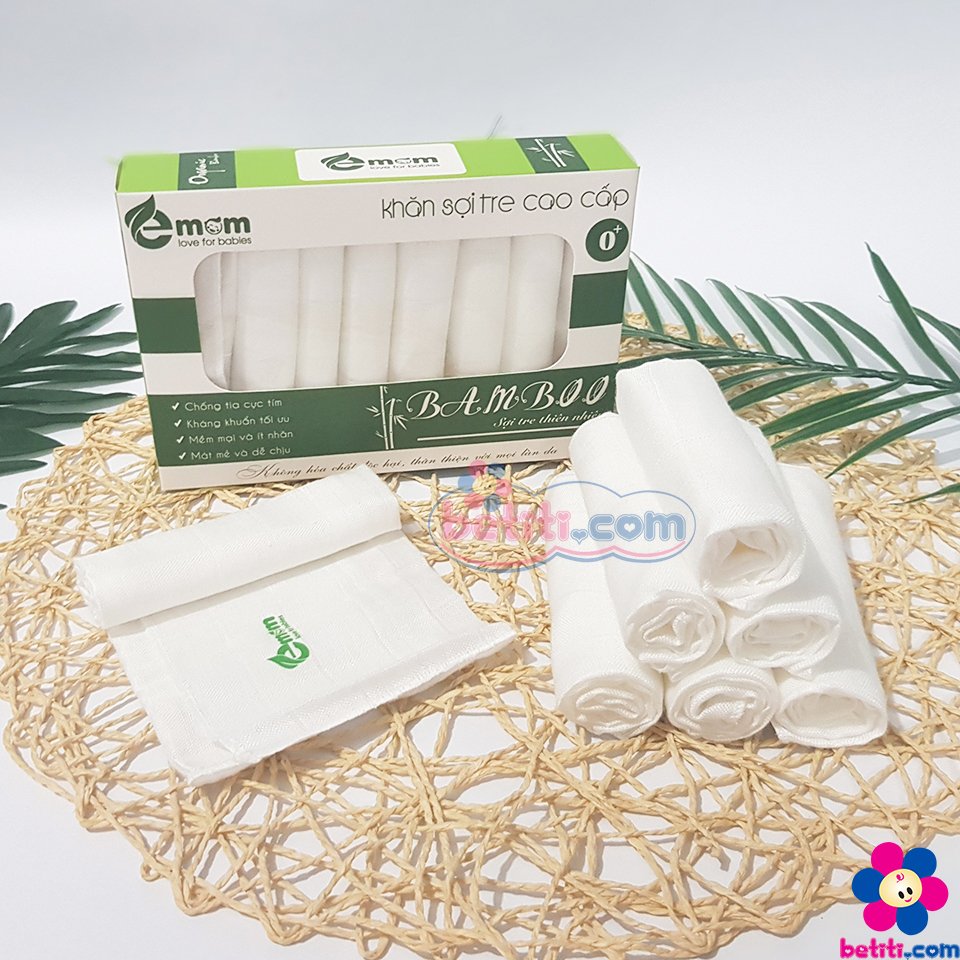 [HỘP 8 CHIẾC] Khăn Sữa Sợi Tre EMOM Cao Cấp, Mềm Mại Kháng Khuẩn, An Toàn Cho Trẻ Sơ Sinh - Khăn Sữa Cho Bé, Khăn Sữa Emom, Khăn Cho Bé Sơ Sinh, Khăn Sữa Sơ Sinh, Khăn Xô Sữa, Khăn Sợi Tre Lụa - Khan Sua Emom