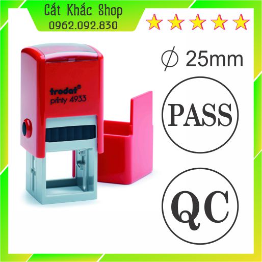 Con dấu khắc theo yêu cầu size vuông, tròn 25mm hàng chính hãng trodat