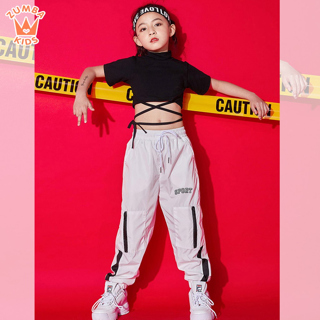 Quần áo hiphop trẻ em | set áo crop dây quần sport