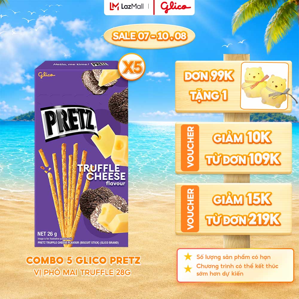 Combo 5 Hộp Bánh Que Snack Nướng Giòn PRETZ ROCKSTAR Vị Phô Mai Nấm - 26G/Hộp