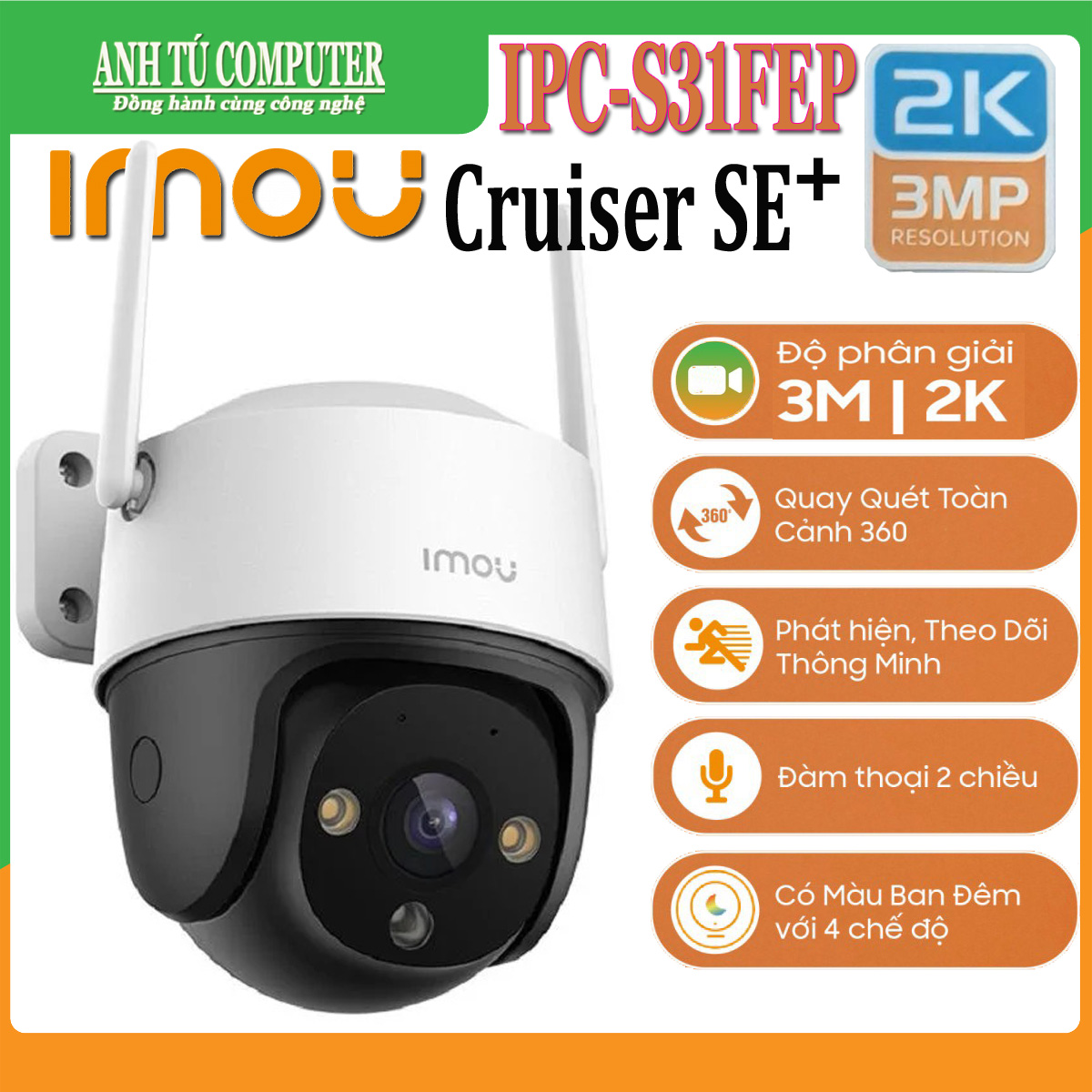 Camera WIFI 3MP 2K iMOU Cruiser SE+ IPC-S31FEP Có đàm thoại