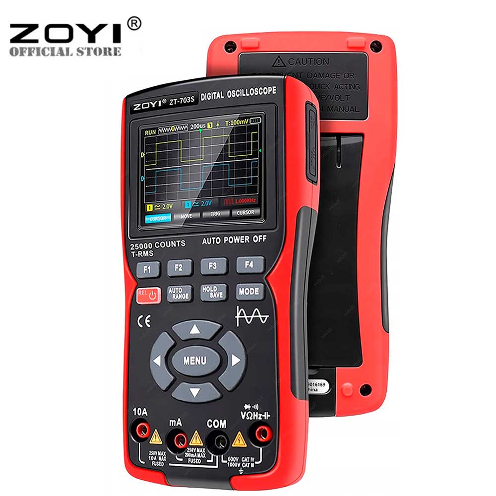 Đồng hồ đo điện vạn năng kỹ thuật số Zoyi ZT-703S 3 trong 1, băng thông 280ms, tích hợp đo sóng hai kênh 50 mhz, tốc độ pc, lưu trữ dữ liệu dạng sóng, máy phát tín hiệu dao động kép - Thiết kế ba chế độ cho máy hiện sóng kỹ thuật số và đồng hồ vạn năng -