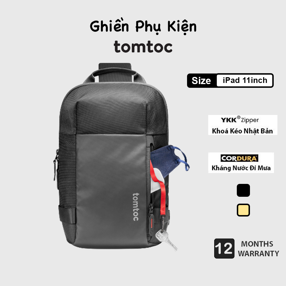 Túi Đeo Tomtoc USA Cross Body 7L Dành Cho iPad/Tablet 11inch Black - Hàng Chính Hãng