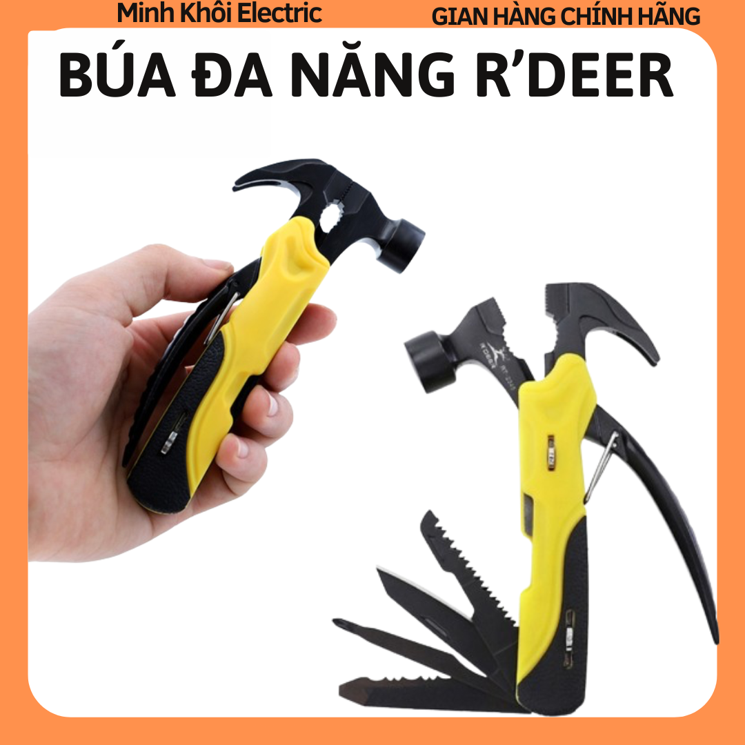 Búa đa năng Rdeer cao cấp RT-2345,búa rìu kìm đa năng hỗ trợ thoát hiểm,cứu hộ,picnic,sinh tồn,búa nhổ đinh, búa thép