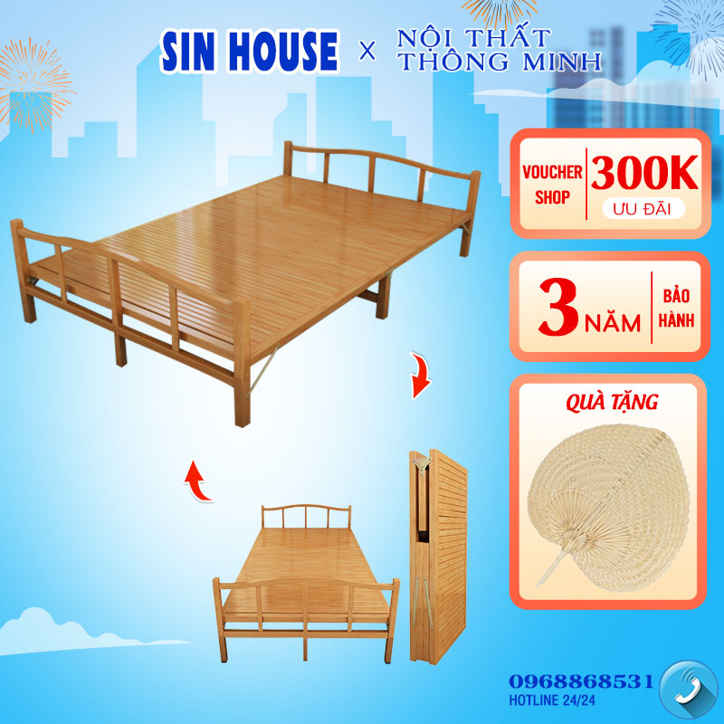 Giường xếp, giường ngủ gấp, giường gấp bằng tre nguyên liệu tre tự nhiên an toàn cho sức khỏe