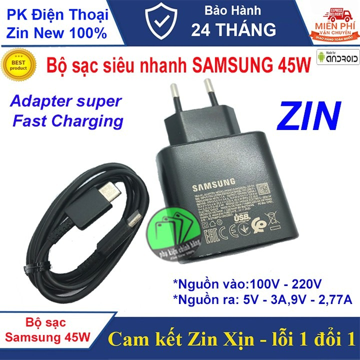 Bộ sạc 45W siêu nhanh  (Super Fast Charging) Samsung Note 10 Plus/S20 Ultra Plus 5G/Note 20/Note 20 Ultra 5.0