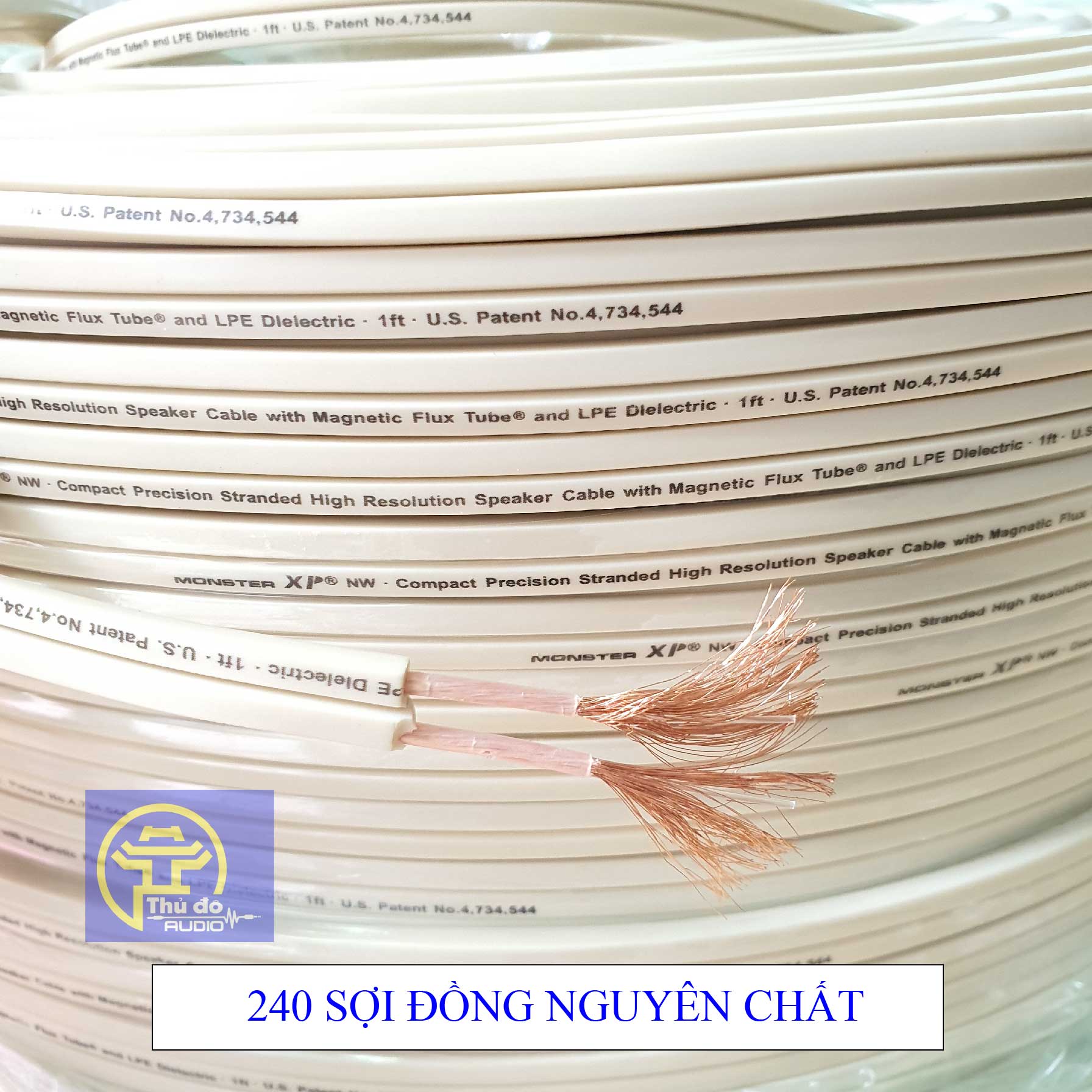 20 mét Dây loa Monster XP Dây màu trắng 2 lõi 240 sợi 2 lõi*1.5mm đồng nguyên chất