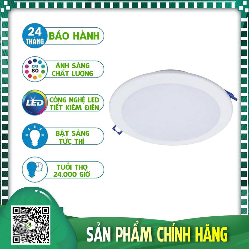 Bộ đèn âm trần philips led dn027b g2 7w d90 tròn