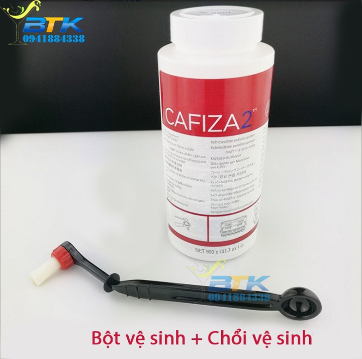 Bột vệ sinh máy pha cà phê chuyên nghiệp CAFIZA 2 và Chổi Vệ Sinh