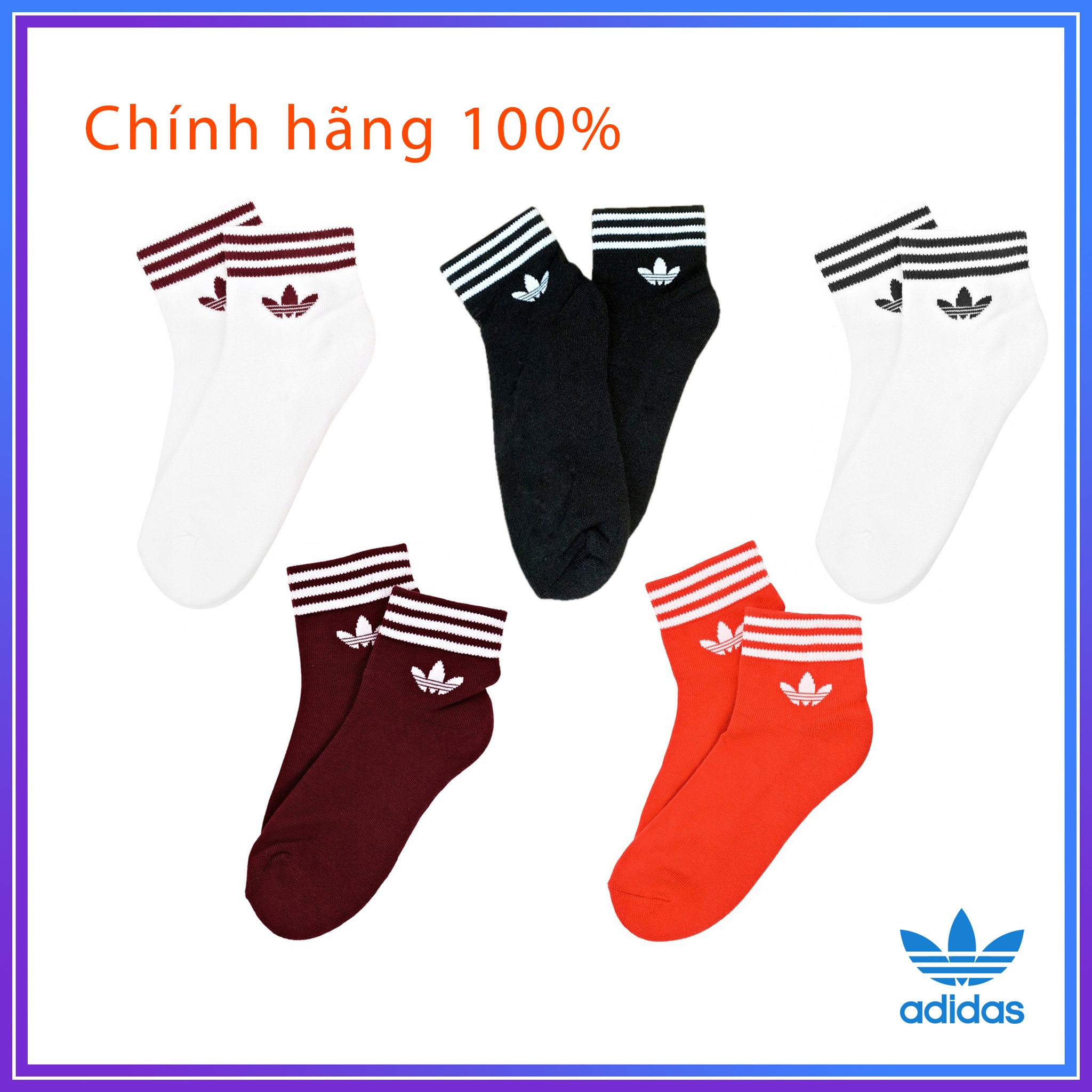 Tất Adidas chính hãng 5 màu unisex EE1151 EE1152 FM0644