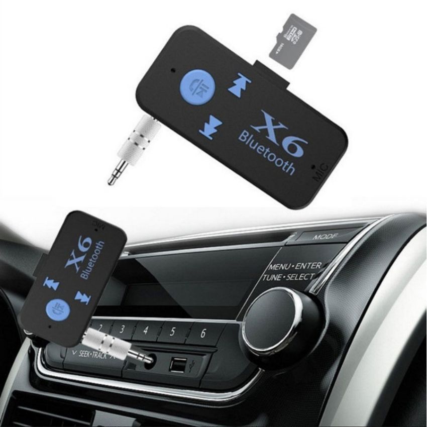 Bộ thu âm thanh xe hơi x6 không dây 3.5mm bộ chuyển đổi bluetooth 4.2 hỗ trợ thẻ tf