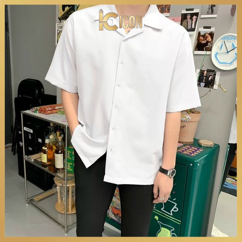 Áo sơ mi nam cộc tay cổ vest, áo sơ mi nam cổ bẻ vải lụa chống nhăn siêu mát lạnh sm01- icon