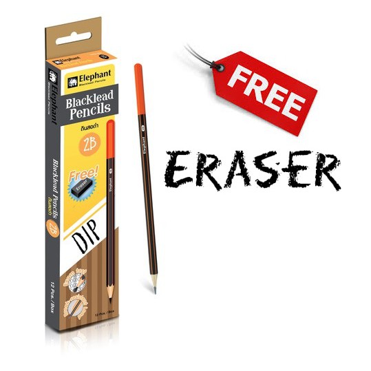 Hộp 12 Cây Bút Chì 2B Elephant - Thái Lan