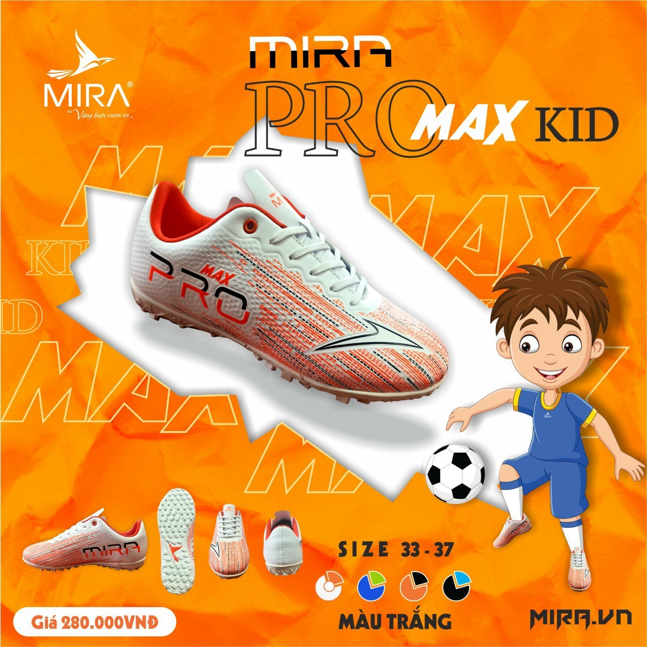 Giày đá banh combo pro max kid + vớ + túi rút