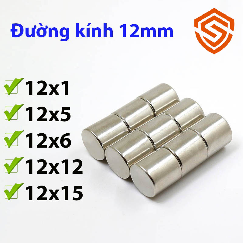 Nam châm tròn đường kính 12x1/5/6/12/15mm loại nam châm đất hiếm siêu mạnh