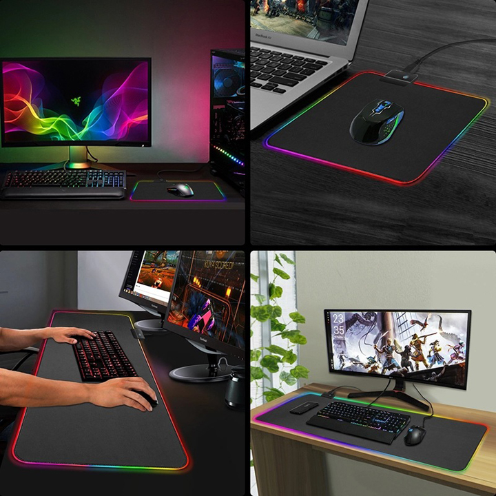 Miếng lót chuột gaming rgb bo viền led nhiều màu - t010