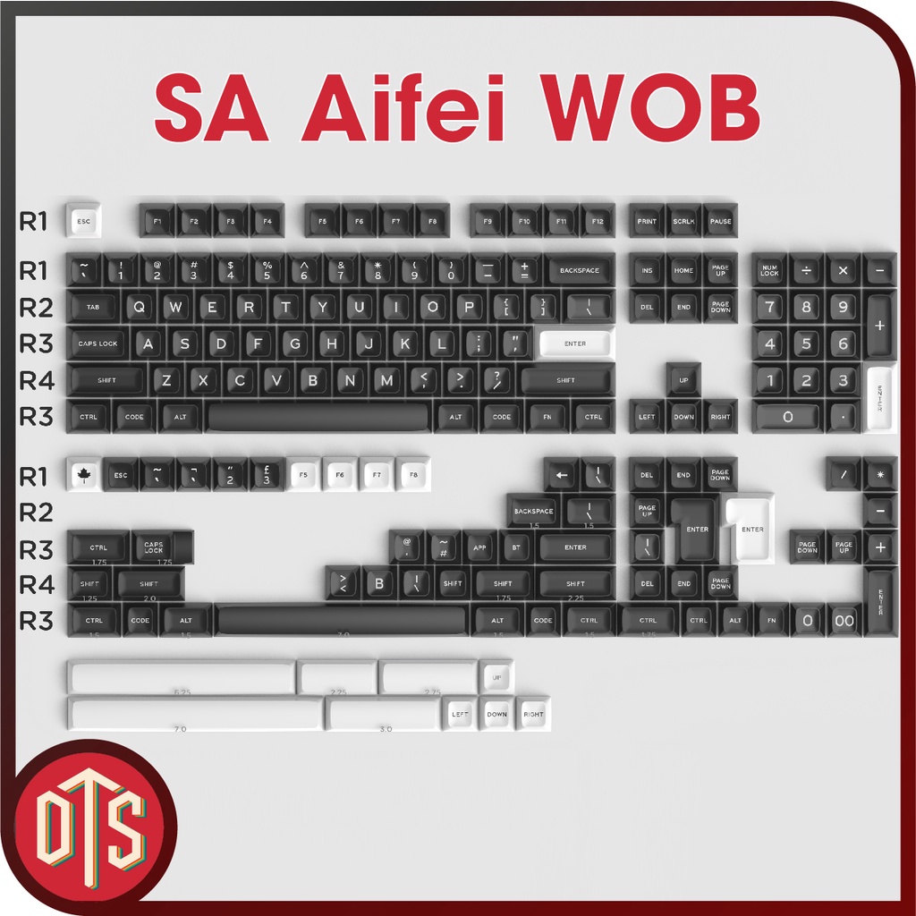 Keycap SA Aifei White on Black Double shot sắc nét | ABS | WOB | Nút nhựa dùng cho bàn phím | Doublet store