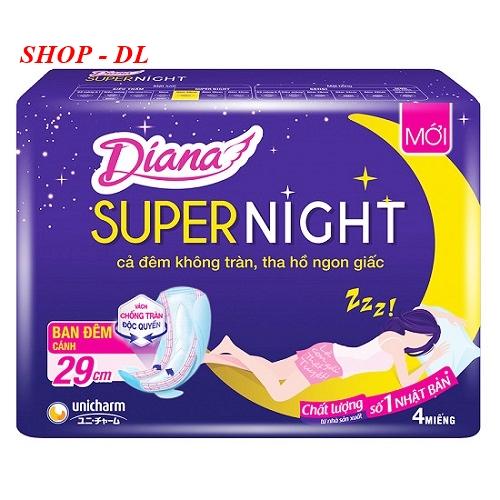 Combo 06 gói băng vệ sinh Diana Super Night 29cm (4 miếng/gói)