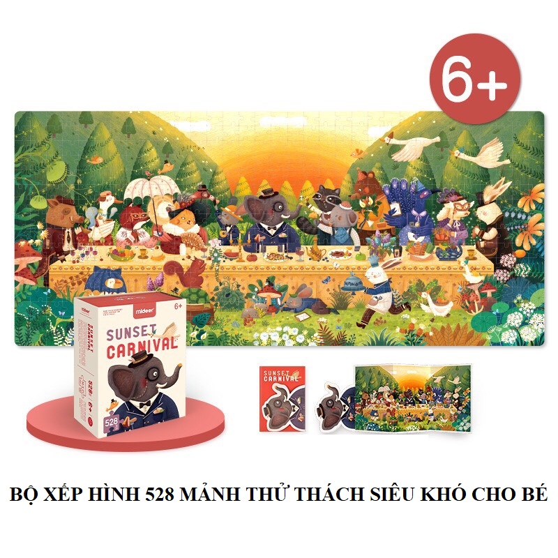 [HCM]Bộ xếp hình 528 mảnh chính hãng Mideer - Bữa tiệc trong rừng sâu - Sunset Carnival
