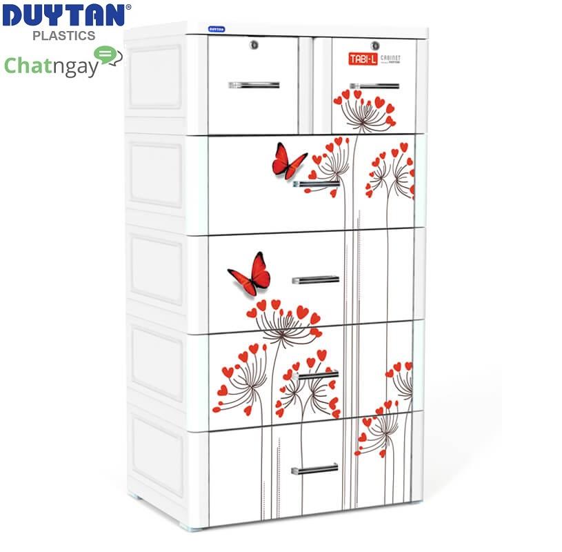 [HCM]Tủ nhựa Duy Tân TABI-L 5 tầng Trắng ( Họa tiế ngẫu nhiên)-GIAO NHANH 2H LIÊN HỆ SHOP